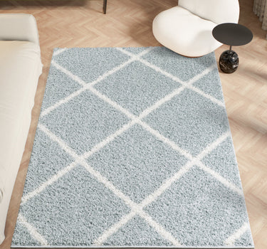 Shaggy Rug Lined Lumora Diamond Duckegg / Ivory