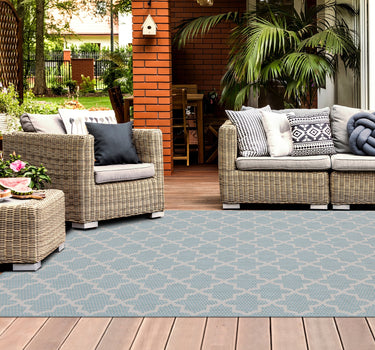 Outdoor Rugs Classic Portobello Collection Aqua Cream