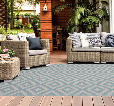 Outdoor Rugs Square Portobello Collection Aqua Cream