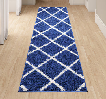 Shaggy Rug Lined Lumora Diamond Navy