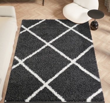 Shaggy Rug Lined Lumora Diamond Smoky Grey