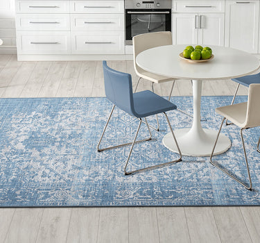 Living Room Rug Portobello Collection Blue Cream