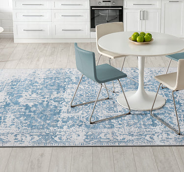 Living Room Rug Portobello Collection Cream Blue