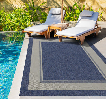 Outdoor Rugs Portobello Collection Dark Blue Cream