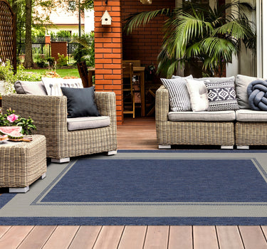 Outdoor Rugs Portobello Collection Dark Blue Cream