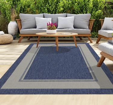 Outdoor Rugs Portobello Collection Dark Blue Cream