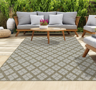 Outdoor Rugs Lined Portobello Collection Beige Cream