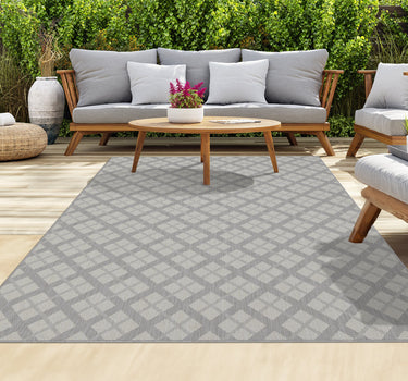 Outdoor Rugs Lined Portobello Collection Grey Cream