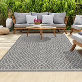 Outdoor Rugs Diamond Portobello Collection - Dark Grey / Cream