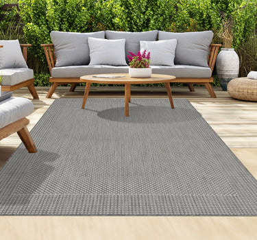 Outdoor Rugs Plain Portobello Collection - Dark Grey / Cream