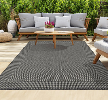 Outdoor Rugs Plain Portobello Collection Anthracite Cream