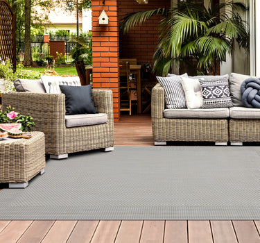 Outdoor Rugs Plain Portobello Collection Grey Cream