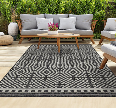 Outdoor Rugs Medallion Portobello Collection Anthracite Cream