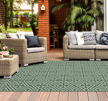 Outdoor Rugs Medallion Portobello Collection Green Cream
