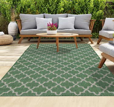 Outdoor Rugs Classic Portobello Collection Green Cream