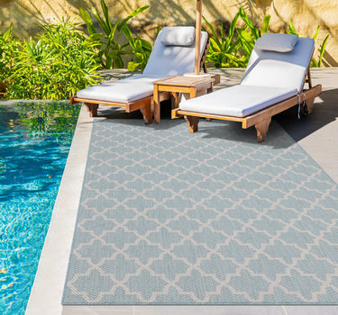 Outdoor Rugs Classic Portobello Collection Aqua Cream