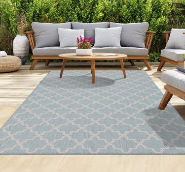 Outdoor Rugs Classic Portobello Collection Aqua Cream