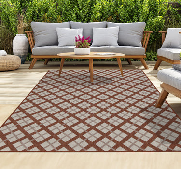 Outdoor Rugs Lined Portobello Collection Terra Cream