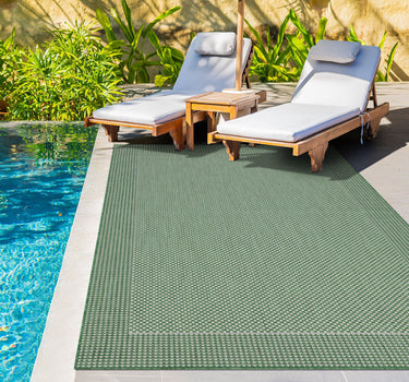 Outdoor Rugs Plain Portobello Collection Green Cream