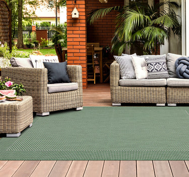 Outdoor Rugs Plain Portobello Collection Green Cream