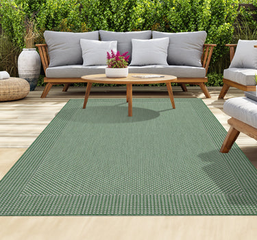 Outdoor Rugs Plain Portobello Collection Green Cream