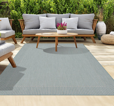 Outdoor Rugs Plain Portobello Collection Aqua Cream