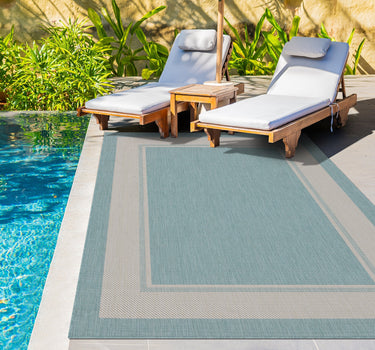 Outdoor Rugs Portobello Collection Aqua Cream