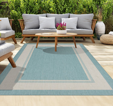 Outdoor Rugs Portobello Collection Aqua Cream