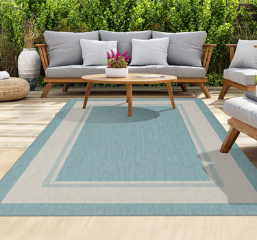 Outdoor Rugs Portobello Collection Aqua Cream