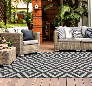 Outdoor Rugs Square Portobello Collection Anthracite Cream