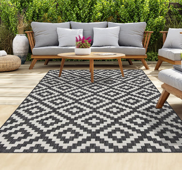 Outdoor Rugs Square Portobello Collection Anthracite Cream