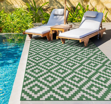 Outdoor Rugs Square Portobello Collection Green Cream