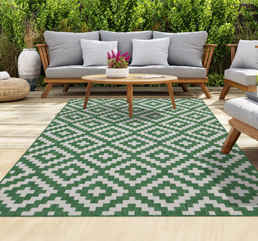 Outdoor Rugs Square Portobello Collection Green Cream