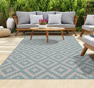 Outdoor Rugs Square Portobello Collection Aqua Cream