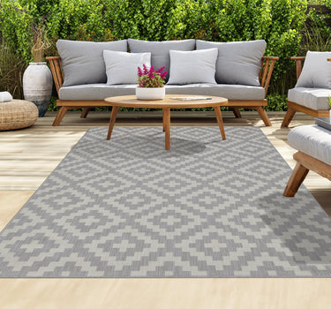 Outdoor Rugs Square Portobello Collection Grey Cream