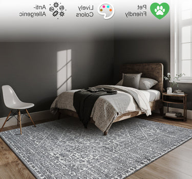 Traditional Area Rug – Super Soft,Medium Grey