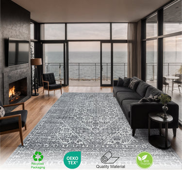 Traditional Area Rug – Super Soft,Medium Grey