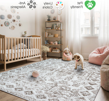 Traditional Area Rug – Super Soft,Mix Beige