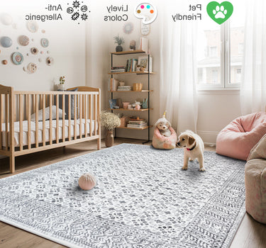 Traditional Area Rug – Super Soft,Weave Grey