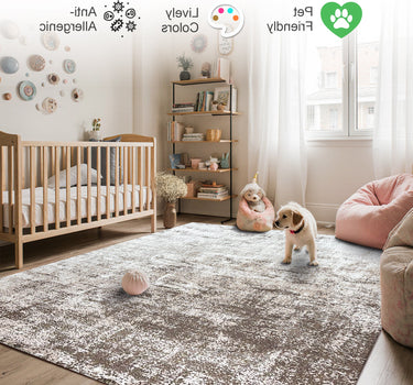 Abstract Area Rug – Super Soft,Brown