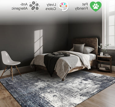 Modern Abstract Area Rug – Super Soft, Blue