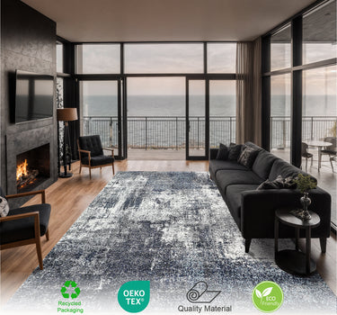 Modern Abstract Area Rug – Super Soft, Blue