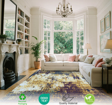 Modern Abstract Area Rug – Super Soft, Yellow