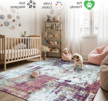 Modern Abstract Area Rug – Super Soft, Duck Egg Blue