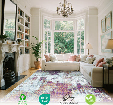 Modern Abstract Area Rug – Super Soft, Duck Egg Blue