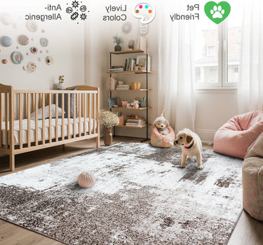 Modern Abstract Area Rug – Super Soft, Brown