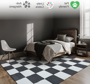 Plaid Area Rug – Super Soft,Anthracite