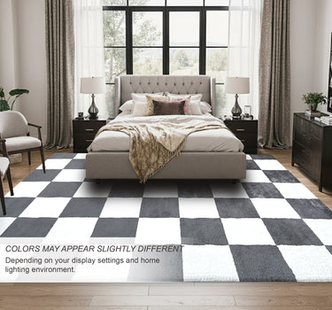 Plaid Area Rug – Super Soft,Anthracite