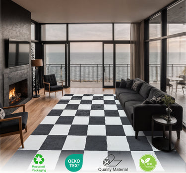 Plaid Area Rug – Super Soft,Anthracite