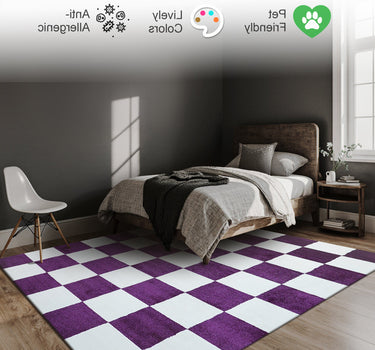 Plaid Area Rug – Super Soft,Liliac